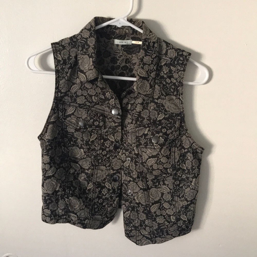 Floral Denim Vest